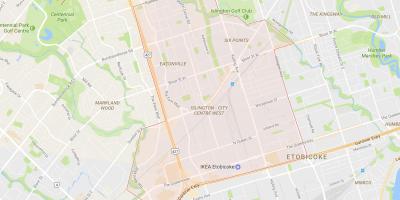 Harta e Islington-në Qendër të Qytetit në Perëndim lagjen Toronto