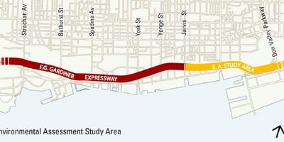 Harta e Torontos gardiner autostradave