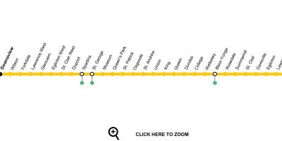 Harta e Torontos metro line 1 Yonge-Universiteti
