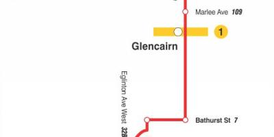 Harta e TTC 14 Glencairn autobus itinerari Toronto