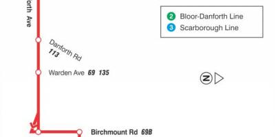 Harta e TTC 20 Cliffside autobus itinerari Toronto