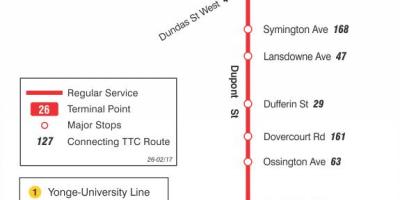 Harta e TTC 26 Dupont autobus itinerari Toronto
