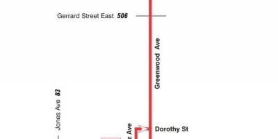 Harta e TTC 31 Greenwood autobus itinerari Toronto