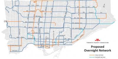 Harta e TTC gjatë natës rrjetit Toronto
