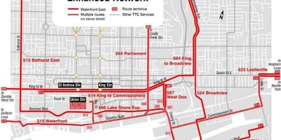 Harta e Waterfront në Lindje të zgjeruar rrjetin Toronto